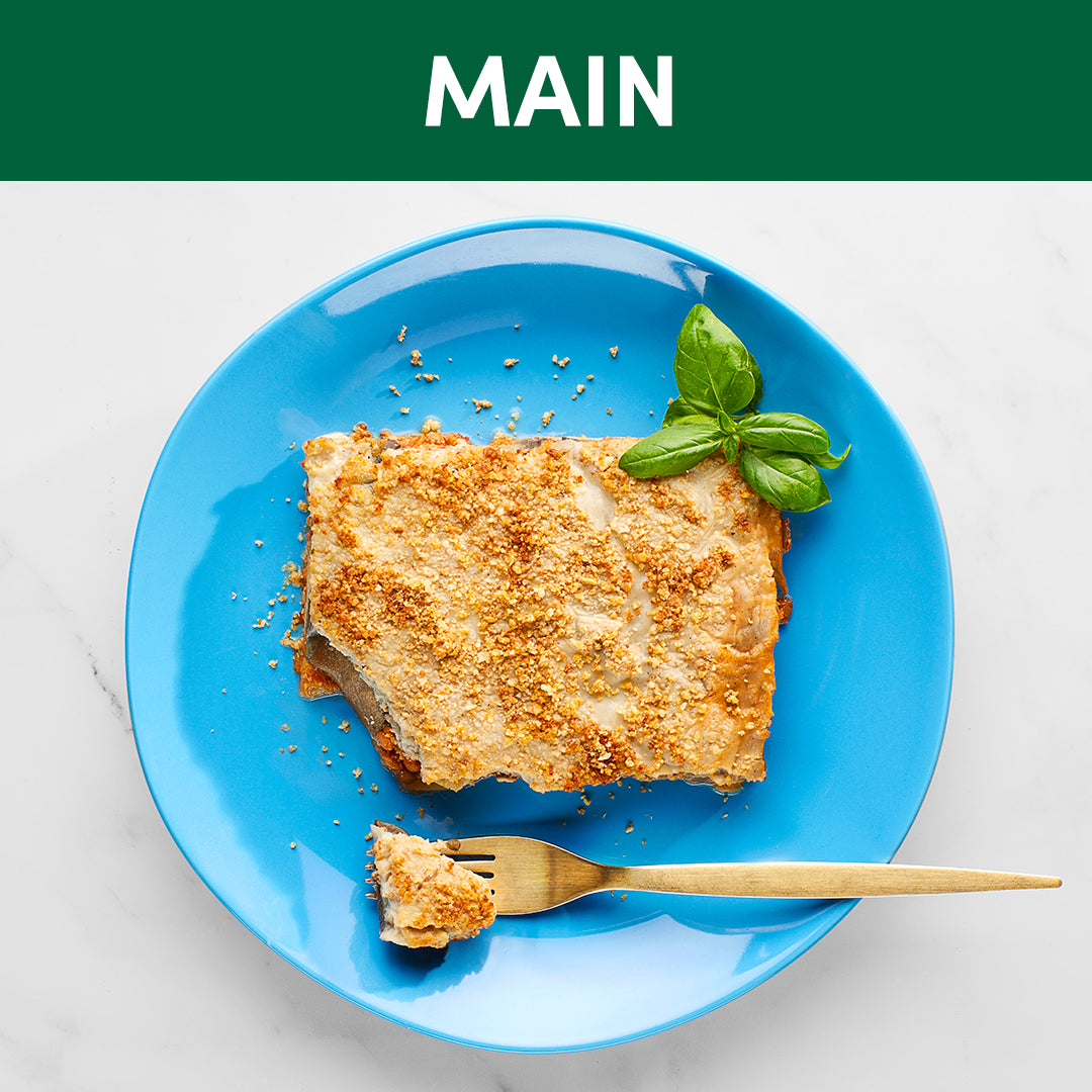 Lasagnetta di melanzane, patate e ragù vegetale