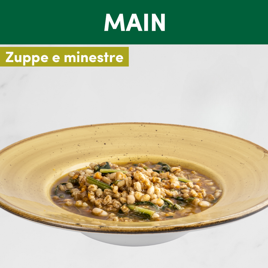 Zuppa di orzo e fagiolo del purgatorio con zucca e cicoria
